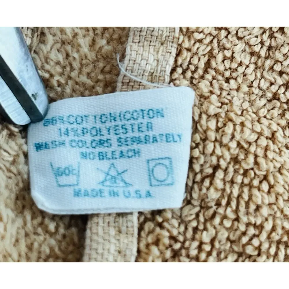 VTG MCM Towel Cannon Monticello Floral Fringe Tan-Neutral Bath Towel Made In USA